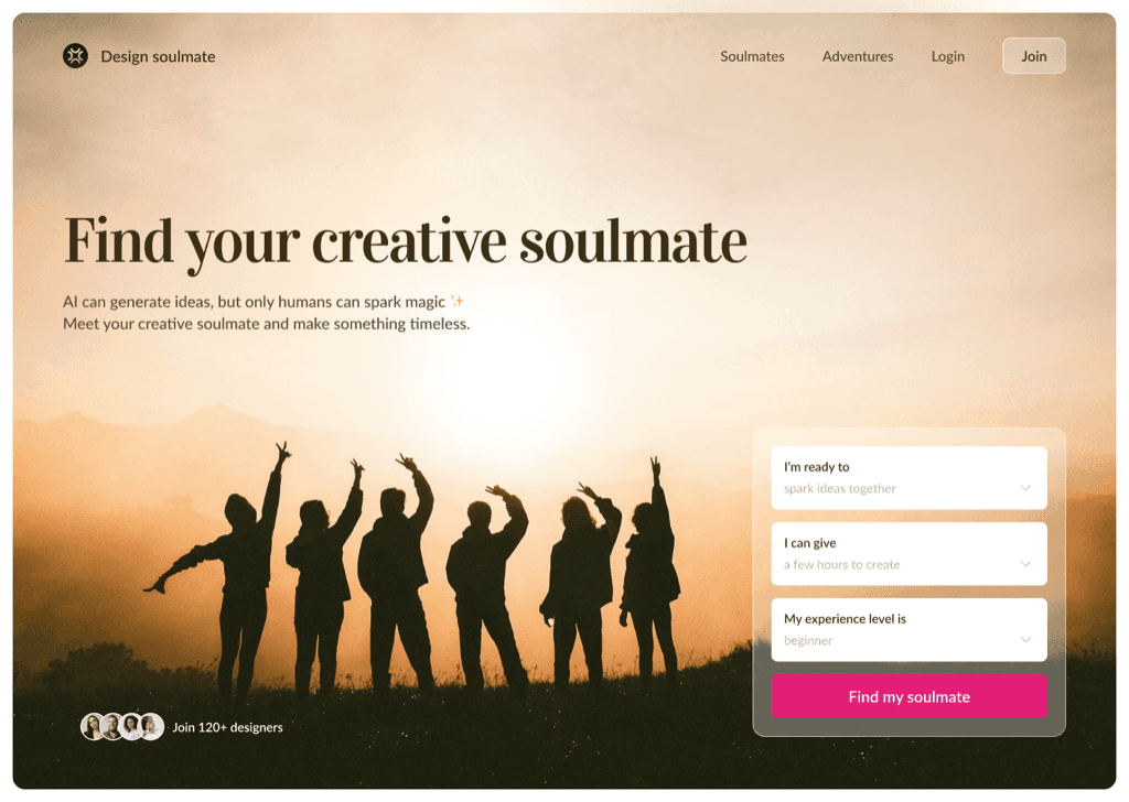 Design soulmate landing page